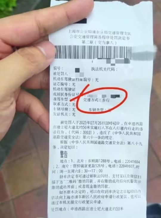 行人未走人行道吃5元罰單，交警：法律有明確規定