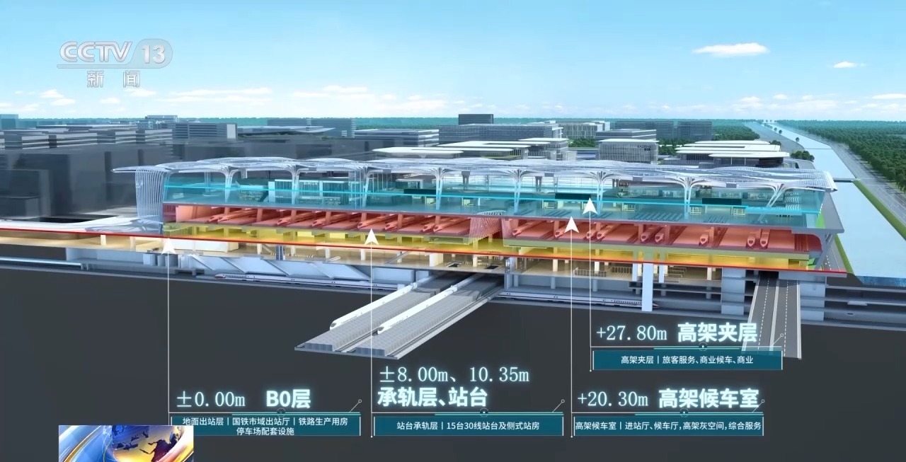 上海東站主站房混凝土主體工程結構今天封頂